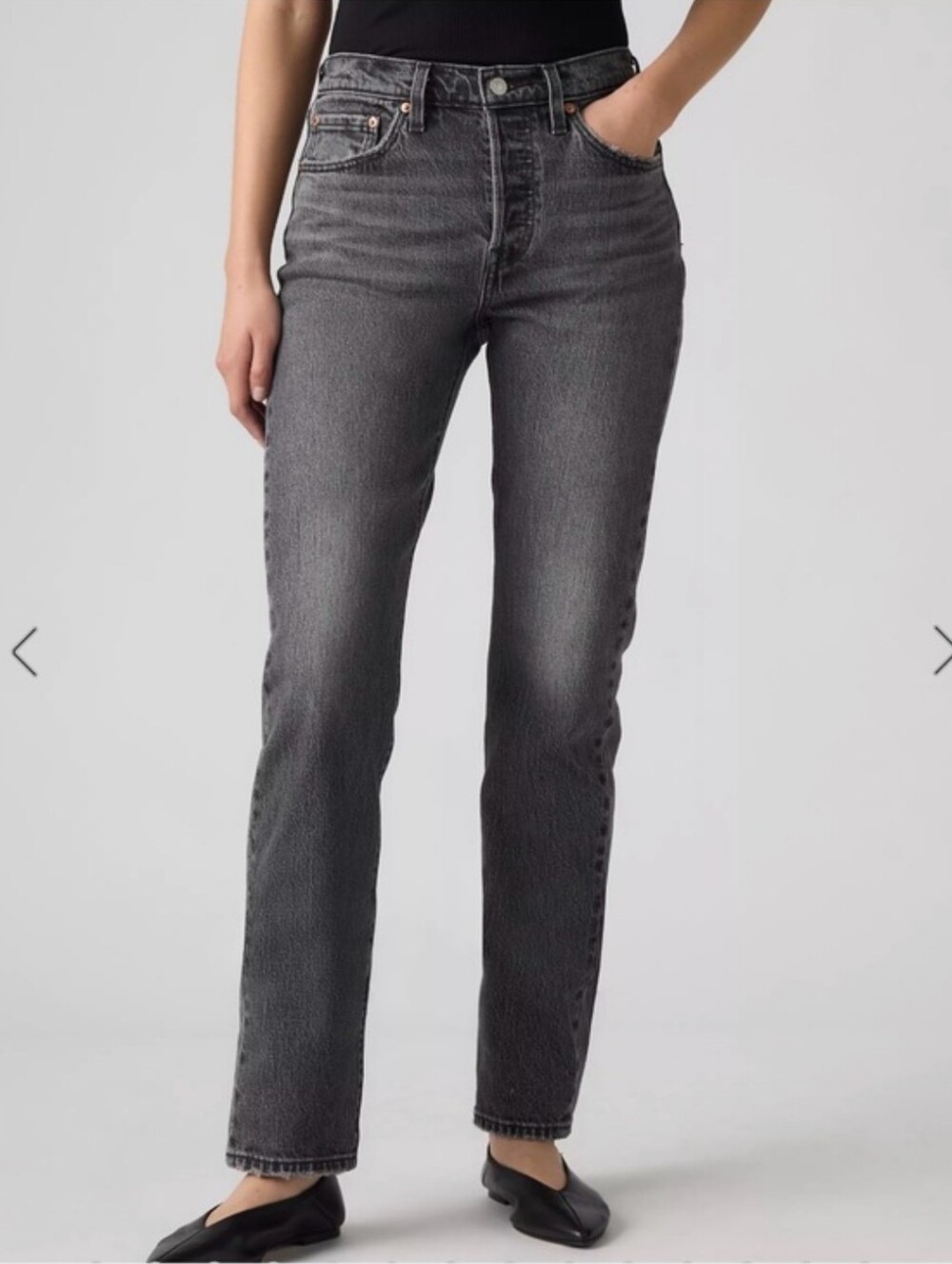 Women's Levi's Washed Black Classic 501 Jeans